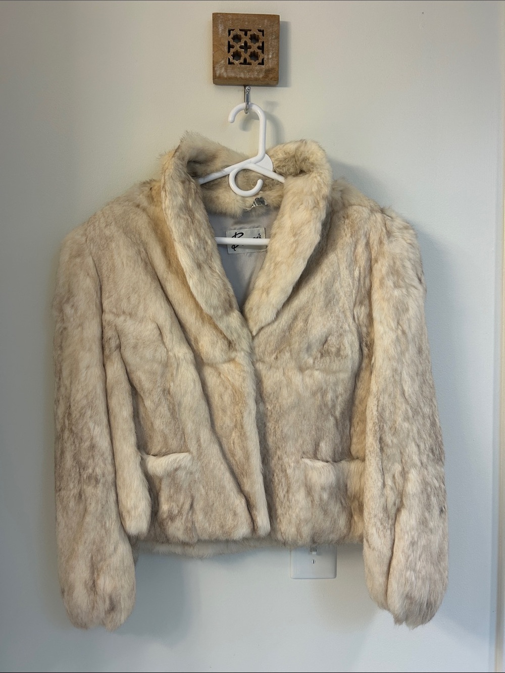 Neutral Cream genuine dyed rabbit Fur Teddy Jacket